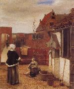 Pieter de Hooch A Woman and her Maid in  Courtyard France oil painting artist